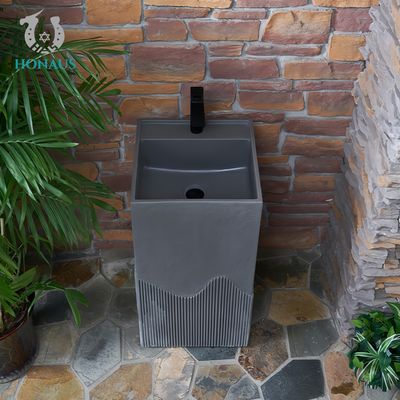 Outdoor Retro Design Full Pedestal Wash Basin Sintered Stone Multi Colors