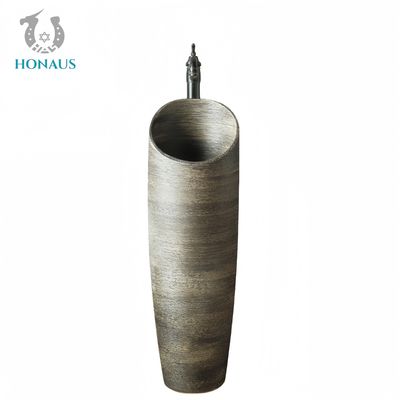 Art Design Full Pedestal Wash Basin High Temp Burned Ceramic Luxury Hotel Apartment
