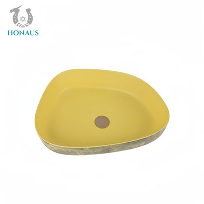 Modern Bathroom Countertop Basin Best Ceramic Yellow Two Shapes MOQ 50 Units