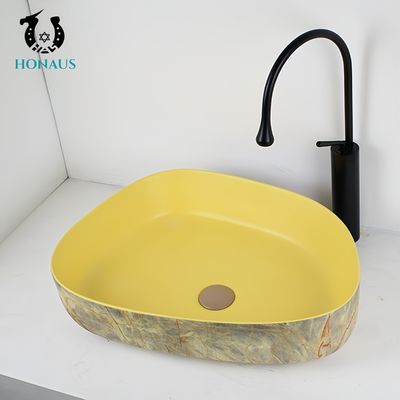 Modern Bathroom Countertop Basin Best Ceramic Yellow Two Shapes MOQ 50 Units