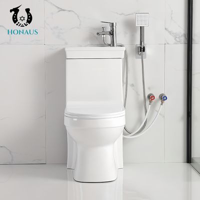 Practical Ceramic One Piece Toilet Bowl With Basin Water Saver S/P Trap Anti Stain