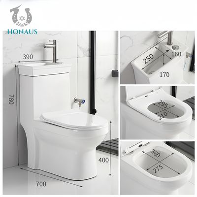 Practical Ceramic One Piece Toilet Bowl With Basin Water Saver S/P Trap Anti Stain