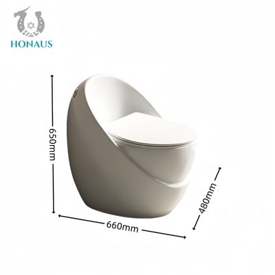Modern Ceramic One Piece Toilet Bowl Luxury Hotel Egg Shape S Trap Small Size