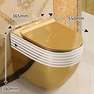 Luxury Bathroom Wall Hung Toilet Bowl Golden Electroplated Premium Ceramic Nano Glaze