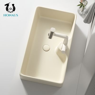 Luxury Bathroom Countertop Basin Premium Quality Ceramic Cream Modern Fast Drain