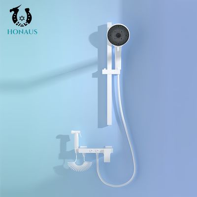 Light Exposed Valve Showers Three Handles Premium Brass Pressurized Spray Gun White
