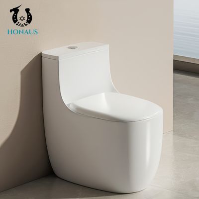 One Piece Toilet Bowl Siphonic Vortex Flush Round High Temp Burned Ceramic Silent Lid