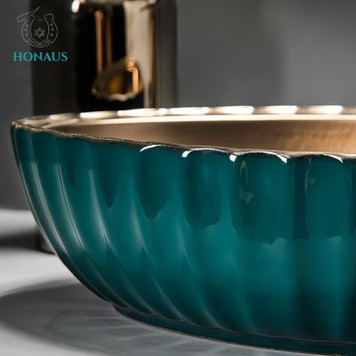 Bathroom Countertop Basin Ceramic Made Art Design Electroplated Egg Shape