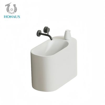 New Design Bathroom Wall Hung Basin Sintered Stone White Modern Hotel Apartment