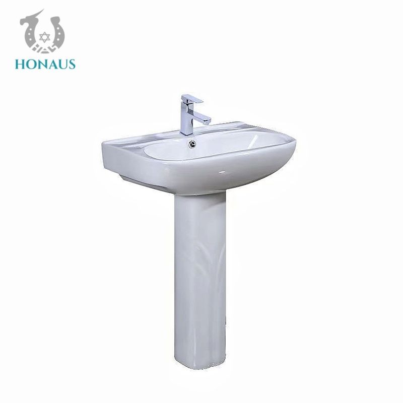 CUPC 565*420*780mm One Piece Wash Basin With Integrated Full Pedestal