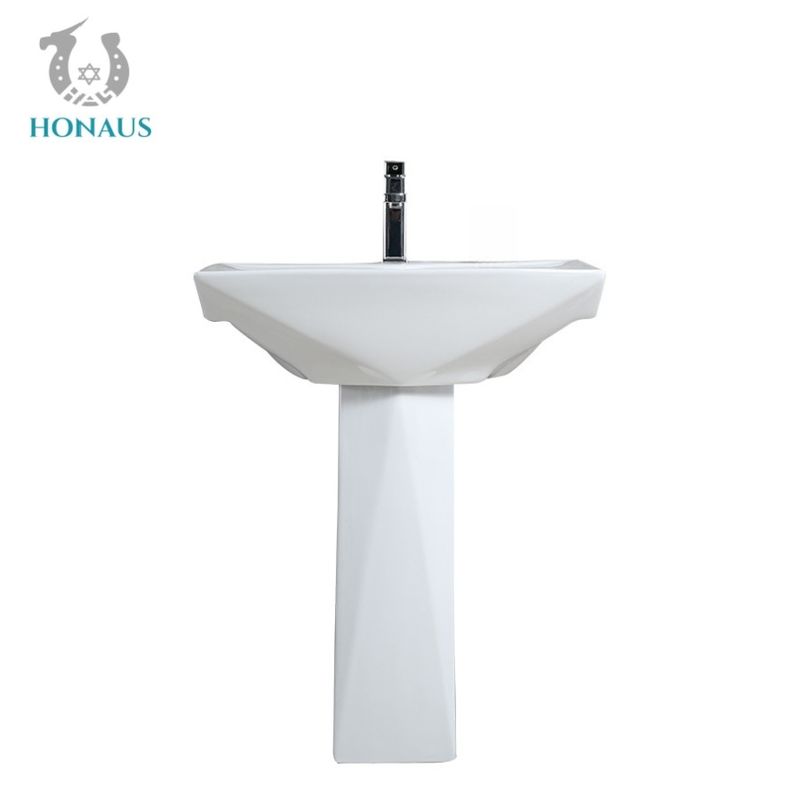 Bathroom Full Pedestal Wash Basin Free Standing Single Hole Multiple Size