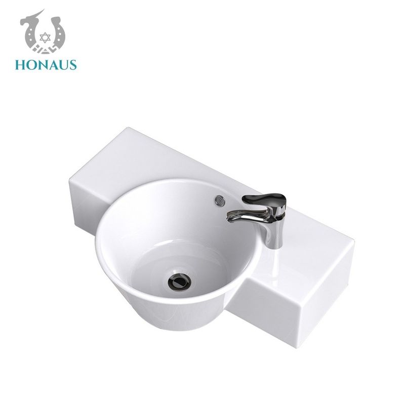 Ceramic Glaze Bathroom Wall Hung Basin Wall Mounted Washbasin With Overflow