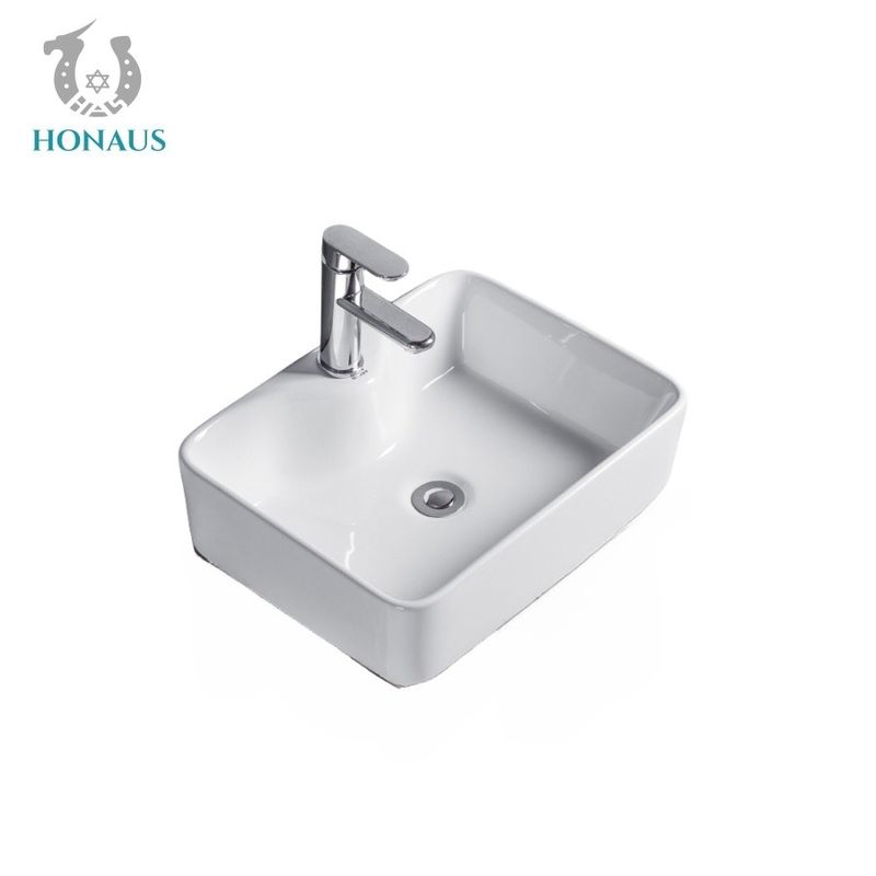 Single Hole Wall Hang Bathroom Porcelain Basin  Square Strong Practicality