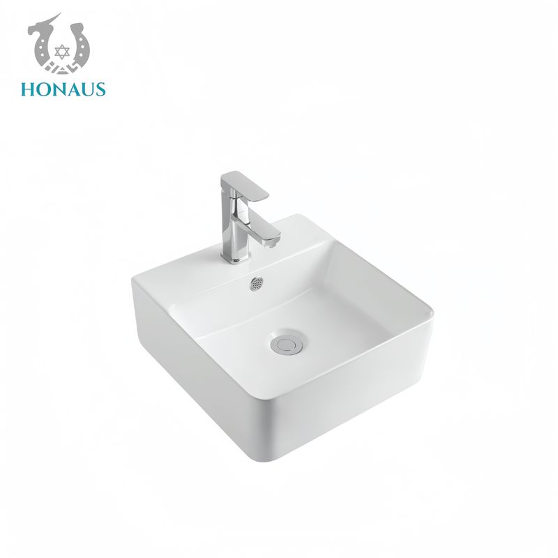Small Bathroom Countertop Basin Anti Scratch Ceramic Multi Sizes White