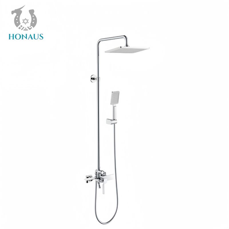 White Exposed Valve Showers Brass Triple Handles Elegant Design
