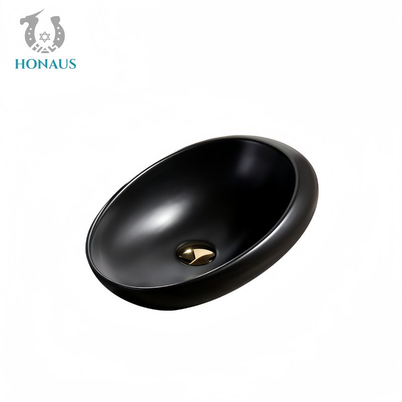 Luxury Bathroom Countertop Basin Art Design  Black Ceramic 20 Liters