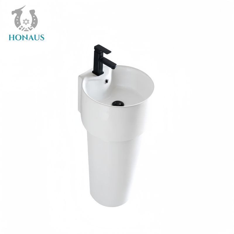 One Piece Bathroom Full Pedestal Wash Basin Black Red Modern Design Luxury Hotel