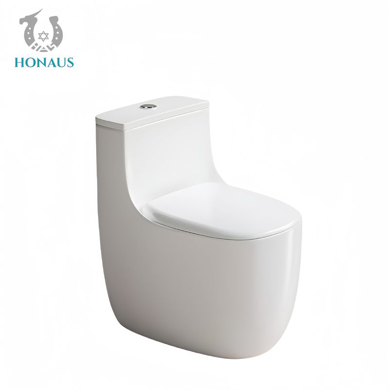 One Piece Toilet Bowl Siphonic Vortex Flush Round High Temp Burned Ceramic Silent Lid